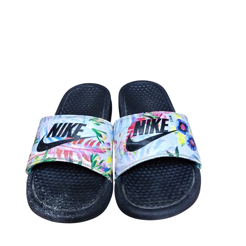 Nike Benassi JDI Floral Print Slide Sandals Multi Color Womens 8